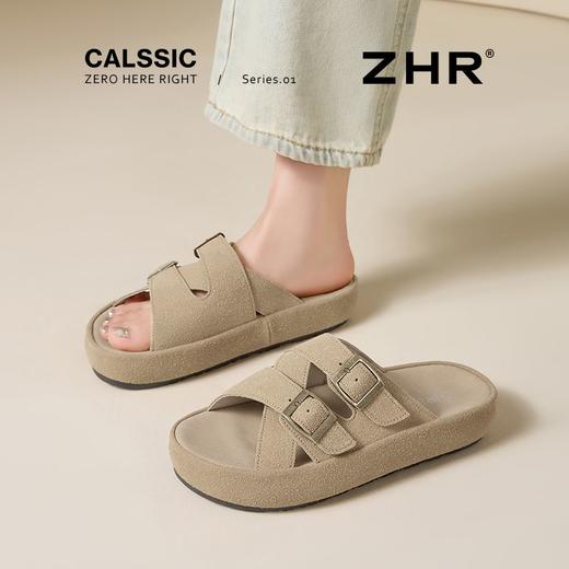 ZHR则则勃肯拖厚底拖鞋2025夏季新款外穿平底拖鞋复古半拖沙滩鞋 商品图4