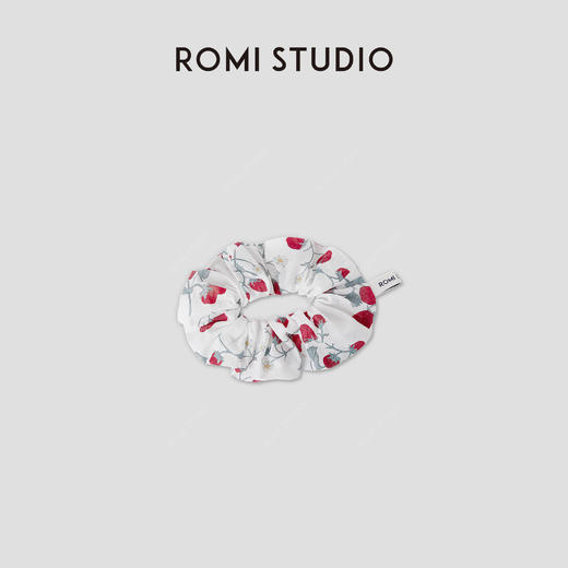 ROMI STUDIO“法式复古”竹节棉手绘草莓印花复古发圈 RWCRPY3663(现货） 商品图0
