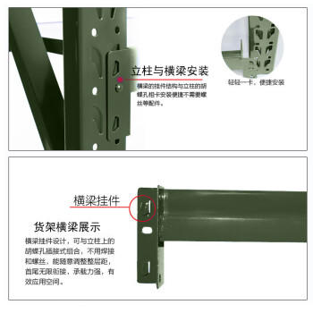 信京货架仓储重型仓库加厚货物架军绿色装备器材架 长200宽60高200cm 商品图1