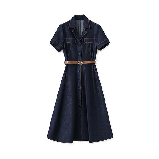 「高货wl」全新升级【铂金会员339/天猫459/差价120】(10951)洛诗琳高品质牛仔连衣裙2025夏季收腰通勤职业修身A字裙 商品图4