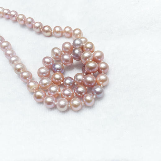 珍珠项链-淡紫【6.4-7.6mm】编号200066 商品图2