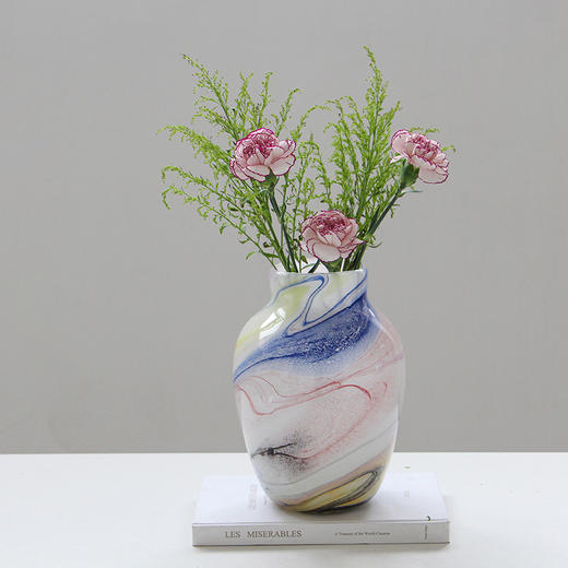 现代简约水墨纹花瓶渐变小口鲜花台面家居样板房装饰工艺品摆件 商品图4