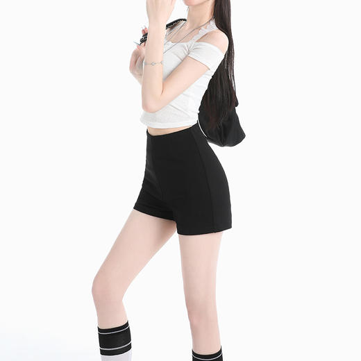 罗蒙女士夏季休闲短裤高腰显瘦直筒裤子时尚百搭通勤弹力女短裤 商品图1