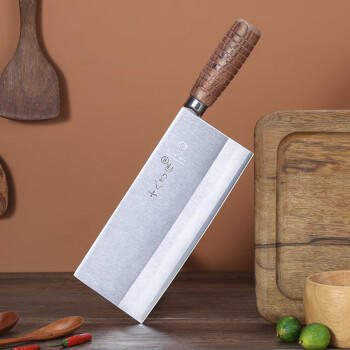 十八子作专业厨师菜刀复合钢刀具 耐滑花梨木柄名典2号桑刀F208-2 /厨具 /刀剪菜板 /菜刀 商品图5