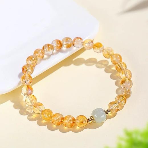 【晶和·黄水晶和田玉手串】新中式黄水晶串珠手链 招财转运小众叠戴国风手串 商品图1