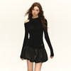Ariseism 美式辣妹设计感露肩黑色系带拼接连衣裙女春季新款裙子 商品缩略图2
