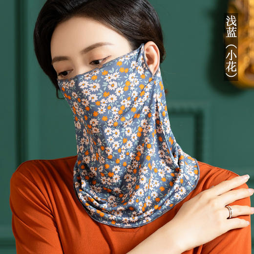 丁摩 真丝蒙面巾女薄印花100桑蚕丝针织挂耳丝巾1021A 商品图4