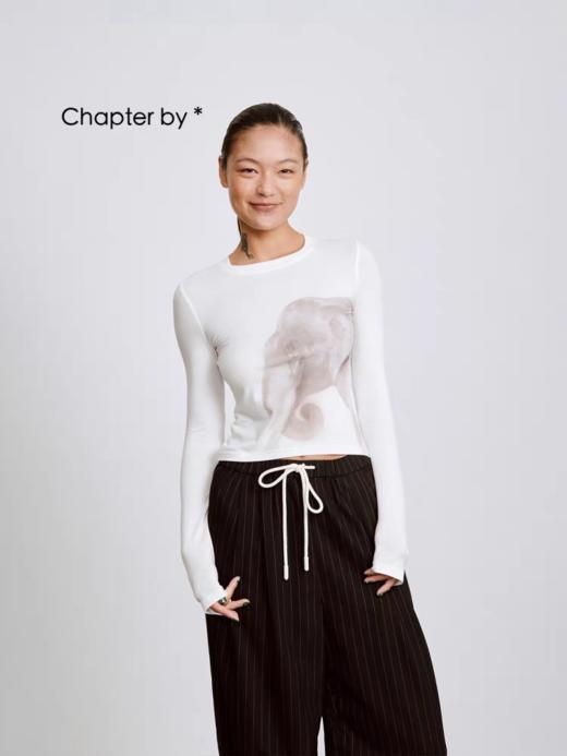 Chapter by/cb202412038/复古撞色大象图案印花圆领针织长袖 商品图1