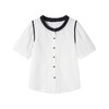 雀说绣花短袖撞色衬衫新款时尚休闲宽松薄款舒适女装衬衣AL7073 商品缩略图4