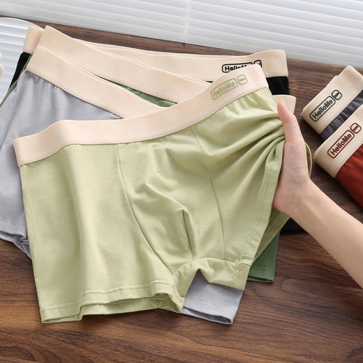 【男士内裤男纯棉抗菌平角裤】全棉质透气四角裤头男生大码短裤衩 商品图0