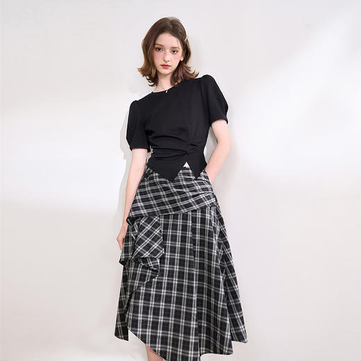 【解构主义】设计感不规则黑白格纹半身裙女夏季半裙V1150758 商品图1