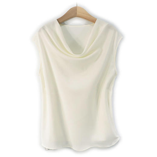 丁摩 真丝女士无袖背心荡领桑蚕丝T恤ws025 商品图3