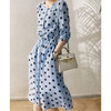 丁摩法式波点桑蚕丝真丝连衣裙气质高级感中长款裙子AL4313 商品缩略图1
