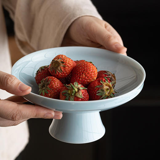 【简约高脚茶点盘】复古中式禅意糕点盘高足小号精致茶点盘简约高脚果盘点心盘家用陶瓷干果碟 商品图3