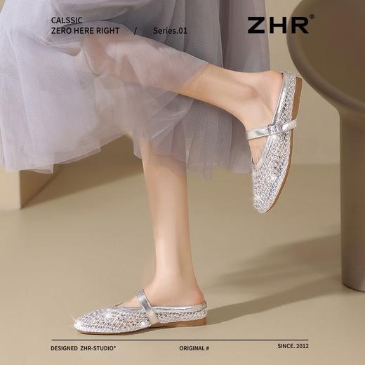 ZHR水钻透气玛丽包头拖鞋2025新款平底夏季外穿懒人优雅单鞋法式 商品图8