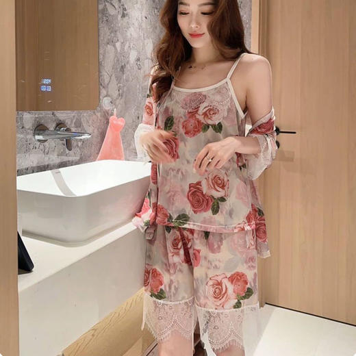 中式玫瑰睡衣四件套 | 99元任选2套：短袖上衣 + 吊带背心 +短裤 +长裤 商品图1