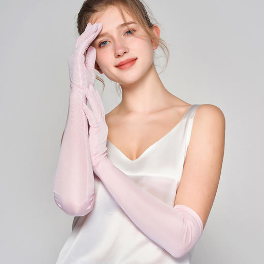 丁摩 防晒手套女100%桑蚕丝薄开车遮阳长款护臂袖套 商品图8