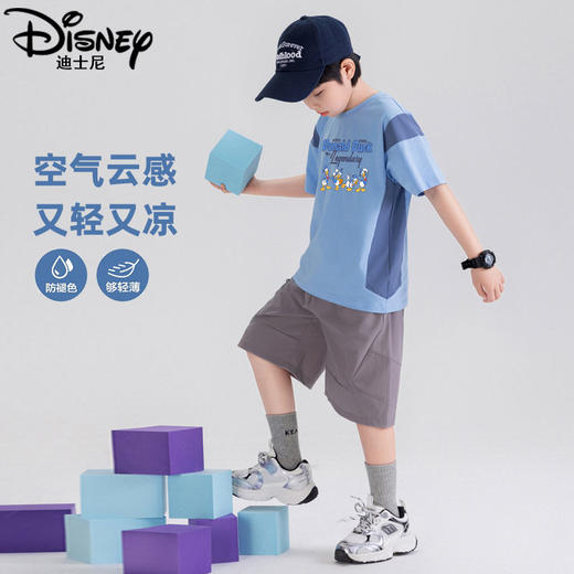 迪士尼男童短袖套装夏季2025新款儿童运动服薄款男大童短裤两件套 商品图6