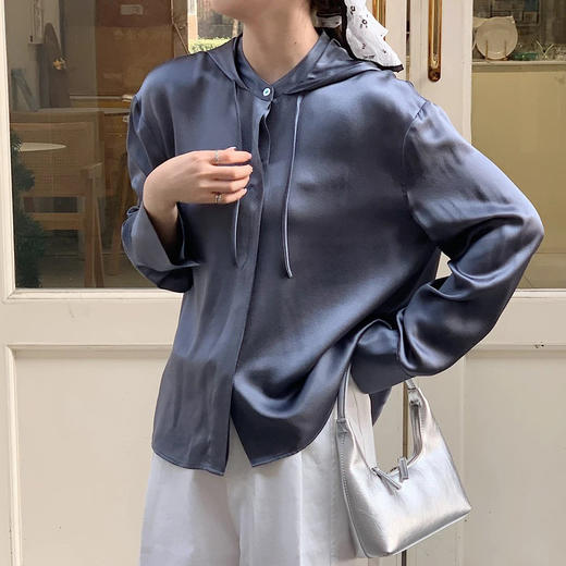 （稀缺货源）火桐hooton高定系列重磅24姆米绉缎连帽真丝夹克YT3020 商品图4