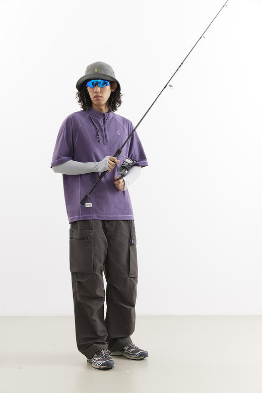 吃茶去chichaqu25明线速干吸湿排汗棉感防晒轻量立领T恤运动户外 商品图2