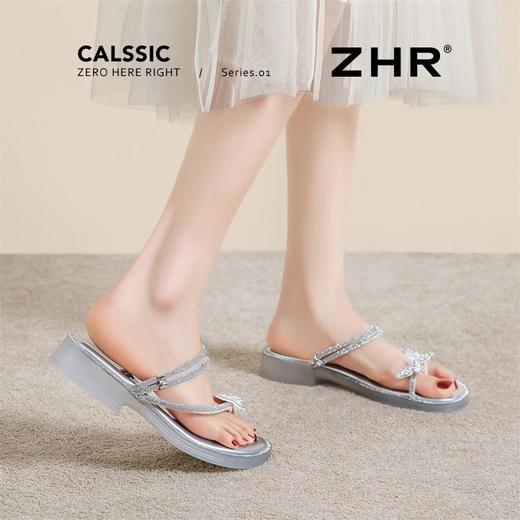 ZHR则则蝴蝶水钻夹趾凉鞋女鞋2025夏季新款时髦简约百搭平底拖鞋 商品图9