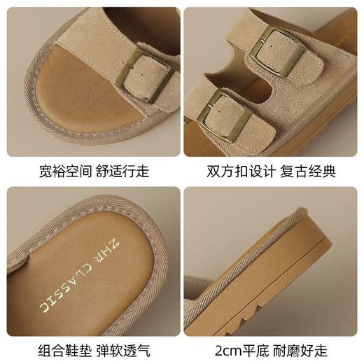 ZHR则则反绒牛皮勃肯拖鞋女外穿夏季百搭半拖勃肯鞋女沙滩凉拖鞋 商品图2