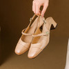 【预售5天】牛皮版~法式时髦高级感圆头粗跟后绊带包头时尚百搭女夏时装凉鞋AA&C262 商品缩略图4