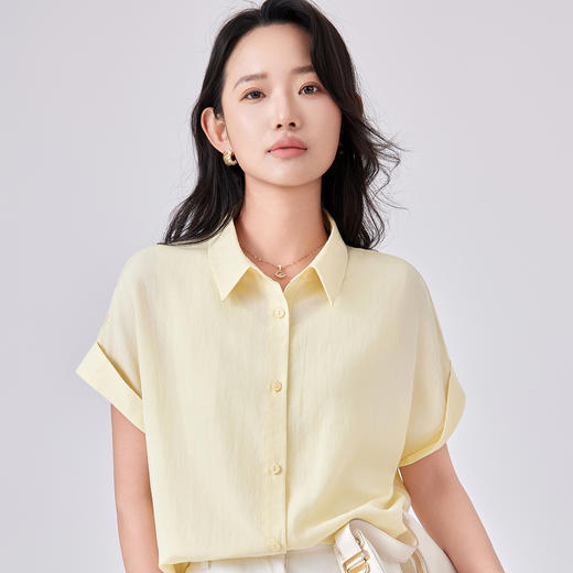 觅槿天丝亚麻短袖衬衫 优雅 简约 随行 舒爽自在 4色可选 MY2521 商品图4