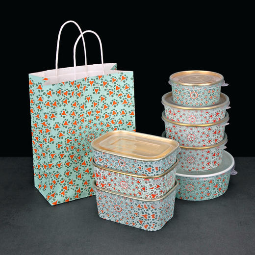 喇叭花一次性繁花金箔纸碗打包碗餐盒圆形带盖汤碗外卖打包盒带盖 商品图4