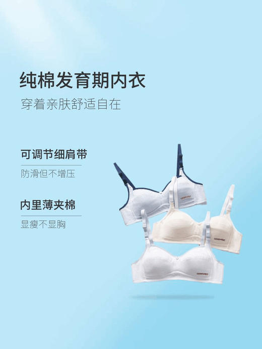 【视觉显瘦显胸小】少女款发育期内衣纯棉可调节小背心初高中学生运动文胸细肩带超薄透气 商品图5