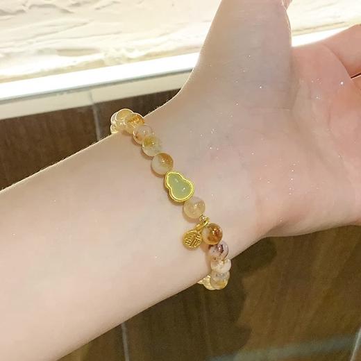 【金瑞·黄水晶葫芦手串】新中式黄水晶和田玉串珠手链 招财转运葫芦 小众叠戴国风手串 商品图2