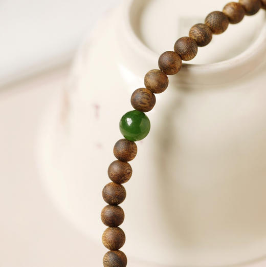 【青山特惠】6mm 55颗 绿棋楠 【华蓉】沉香双圈手链 c28 商品图1