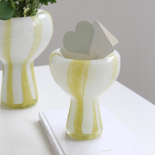 中古磁粉条纹玻璃花瓶花插摆件工艺品 商品图1