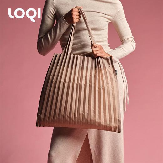 德国LOQI时尚环保万用袋/百褶包  扎染渐变单肩轻便三宅大容量褶皱ins网红潮热款流承重40斤防泼水 商品图2