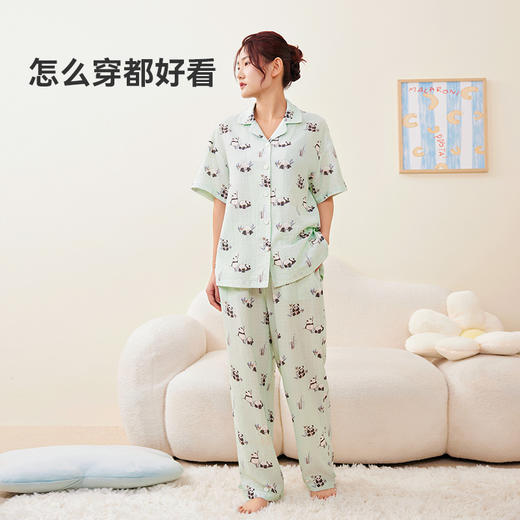 i-baby/英伦宝贝XT2天然银离子抑菌防螨低敏恒温纱布亲子款儿童成人短袖套装 商品图6