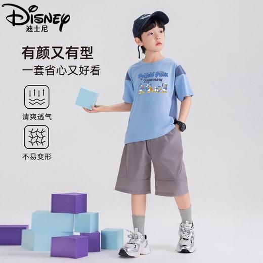 迪士尼男童短袖套装夏季2025新款儿童运动服薄款男大童短裤两件套 商品图2