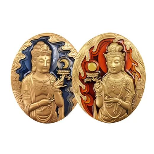 中国佛像纪念章第4组 日光、月光菩萨大铜章套装 商品图4