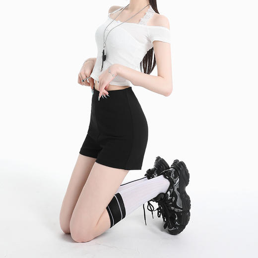 罗蒙女士夏季休闲短裤高腰显瘦直筒裤子时尚百搭通勤弹力女短裤 商品图2