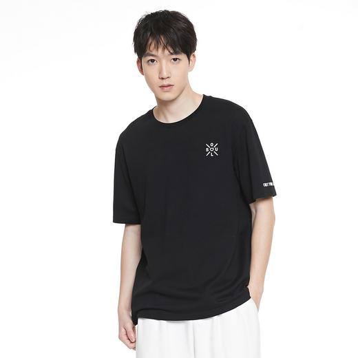 GXG男装夏季休闲百搭上衣男士纯棉创意字母印花短袖t恤K&C 商品图1