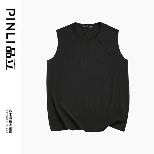 PINLI品立2025春季新款纯色打底无袖圆领T恤男士潮牌休闲背心上衣B252111001 商品图5