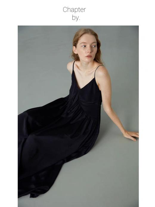 Chapter by/CBS23D34/夏季V领分割抽皱醋酸吊带裙无袖连衣裙 商品图2