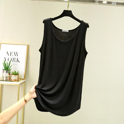 丁摩 莫代尔背心女夏季薄款宽松中长款打底衫内搭大码无袖纯色上衣5ZF-2203 商品图5