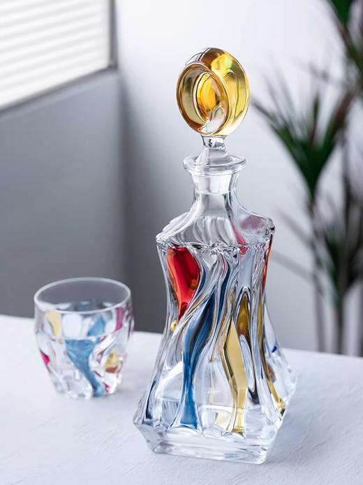 捷克进口BOHEMIA水晶玻璃 竹子威士忌洋酒具酒樽手工彩色高档酒瓶波西米亚彩色竹子酒樽800ml 商品图2