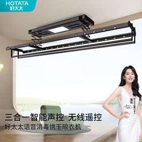 好太太（Hotata）电动智能隐形照明烘干风干杀菌语音全功能晾衣架 【GW-1285C】风干烘干+消毒照明
