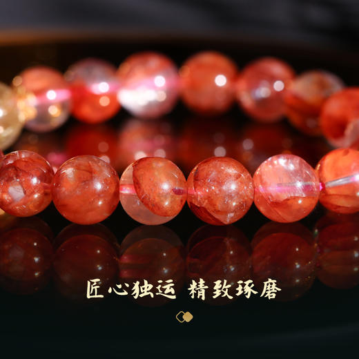 灵机生活馆红胶花手链  金发晶水晶手串 商品图2