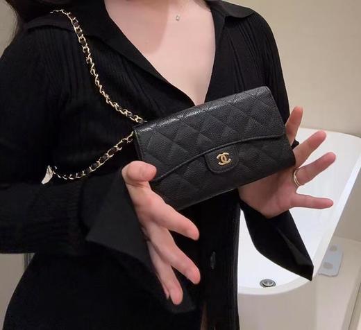 香奈儿 23P 经典菱格长款 颗粒压花小牛皮配金属卡包钱包 （LU） 商品图2