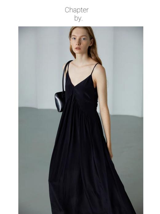 Chapter by/CBS23D34/夏季V领分割抽皱醋酸吊带裙无袖连衣裙 商品图4