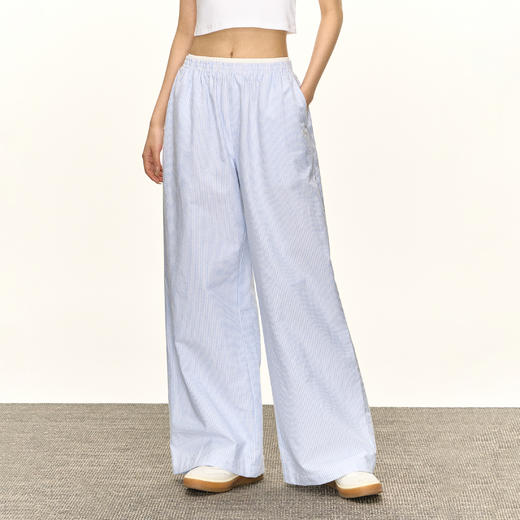 Ariseism  美式复古慵懒风条纹宽松休闲裤女夏季新款低腰阔腿裤子 商品图2