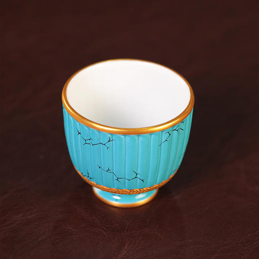 倚云煮泉松石绿菊瓣描金高足杯 商品图3