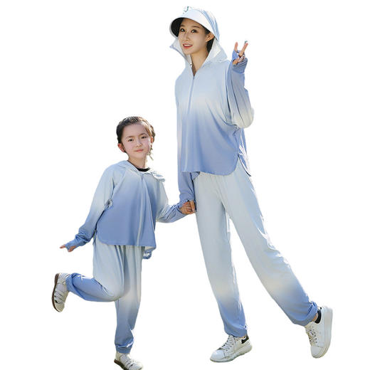 雀说渐变款儿童防晒衣男童女童黑胶帽檐防紫外线户外冰丝薄亲子防晒服AL 商品图4